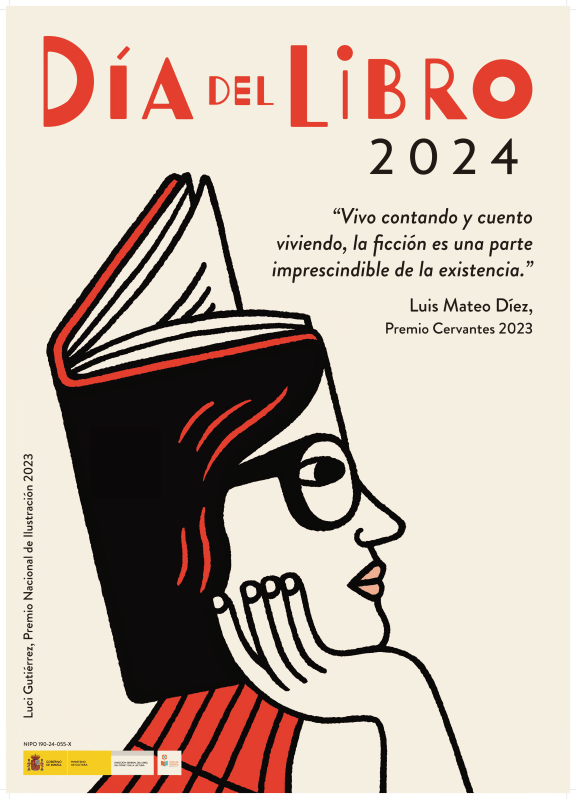 cartel del Día del Libro 2024 Luci Gutiérrez, Premio Nacional de Ilustración 2023